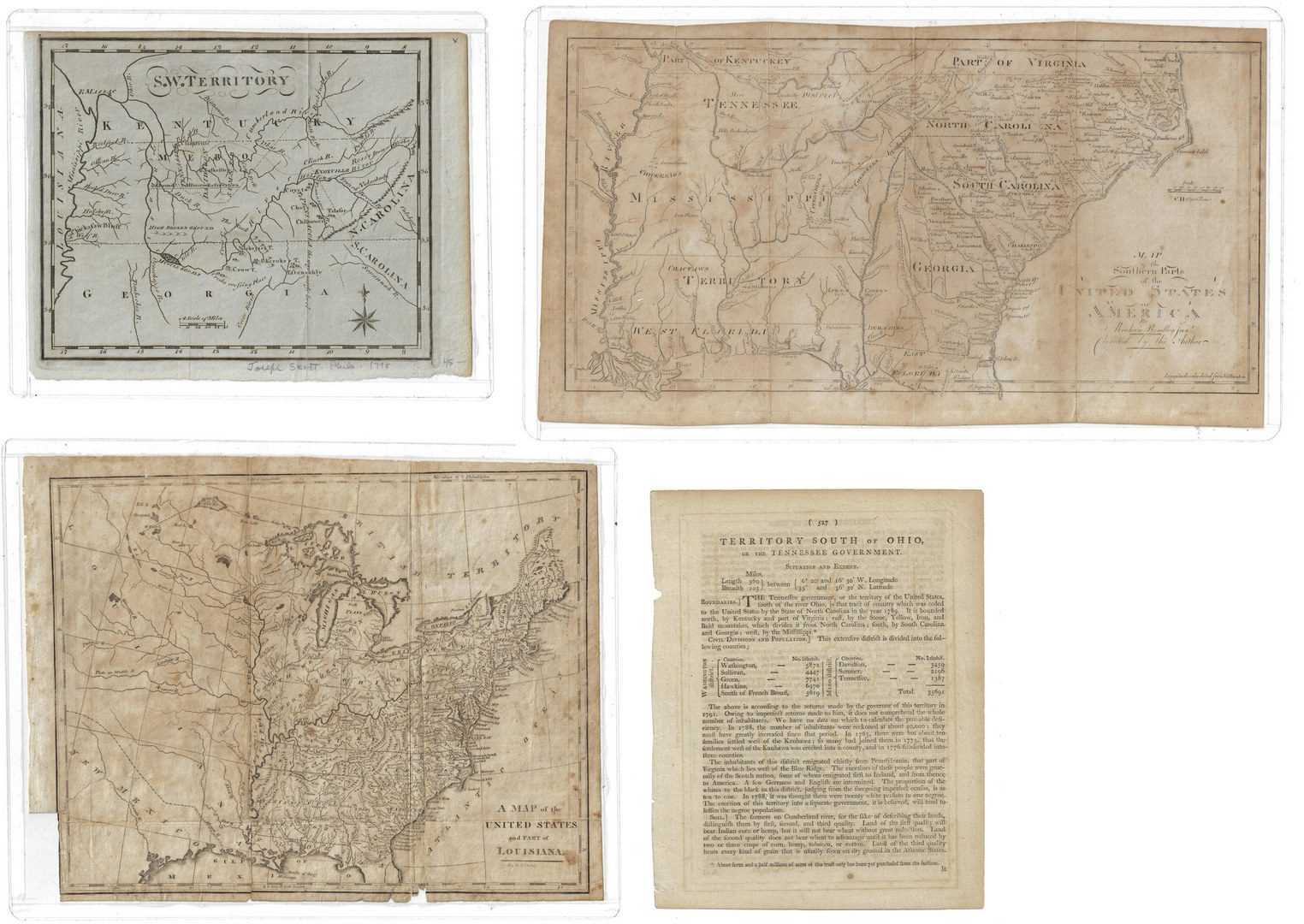 Lot 285: 3 Early Southern and TN Maps, inc. Mero District plus book excerpt