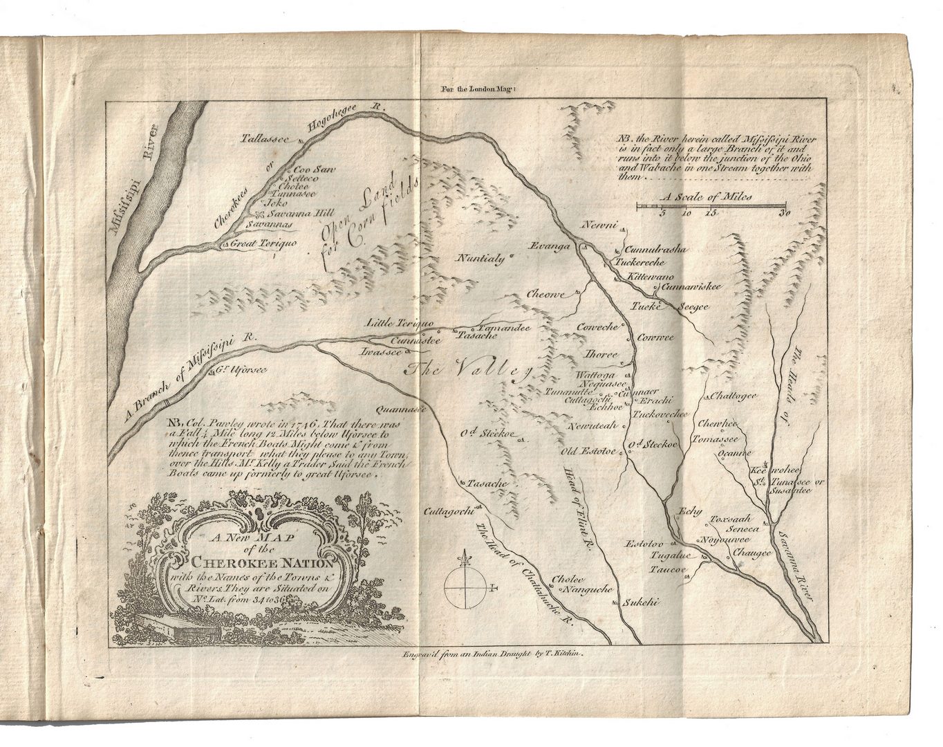Lot 287: New Map of Cherokee Nation, uncut from the London Magazine