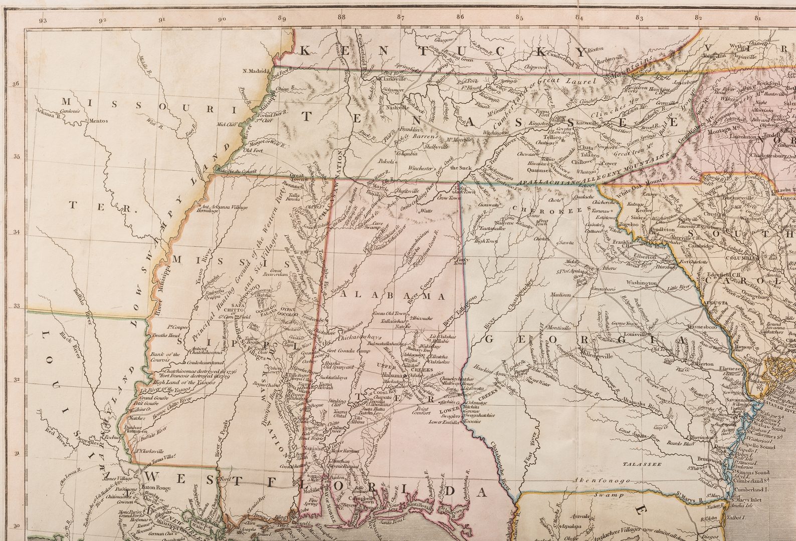 Lot 295: Cary Map of the Southeast, 1821, inc. Alabama