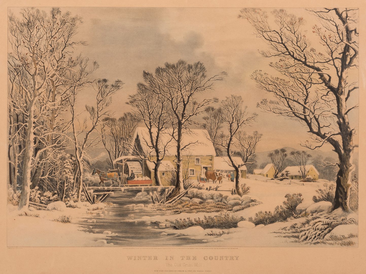 Lot 300: Currier and Ives, Winter in the Country, Grist Mill