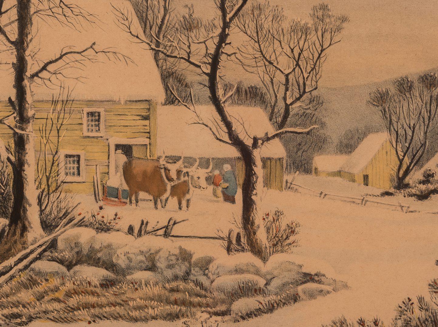 Lot 300: Currier and Ives, Winter in the Country, Grist Mill