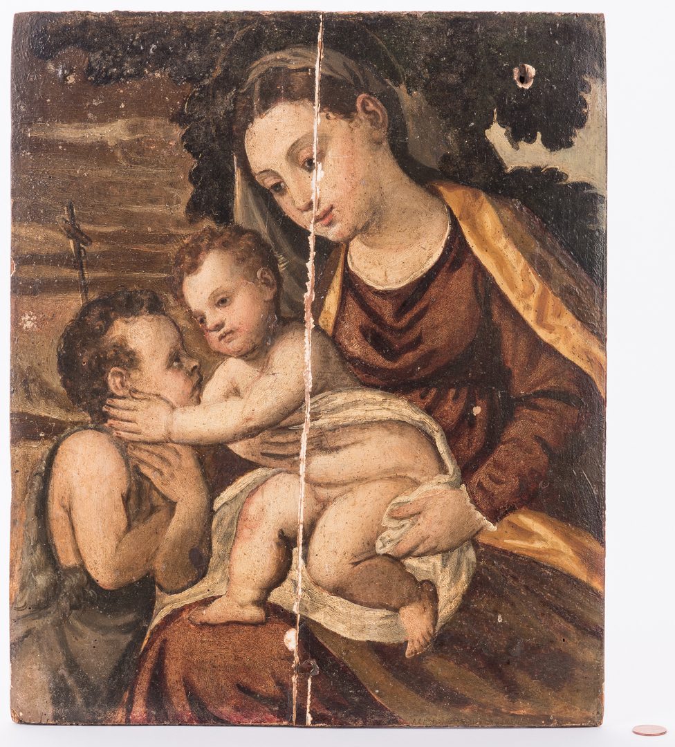 Lot 308: Italian oil on panel, Virgin & Child after Lanciano