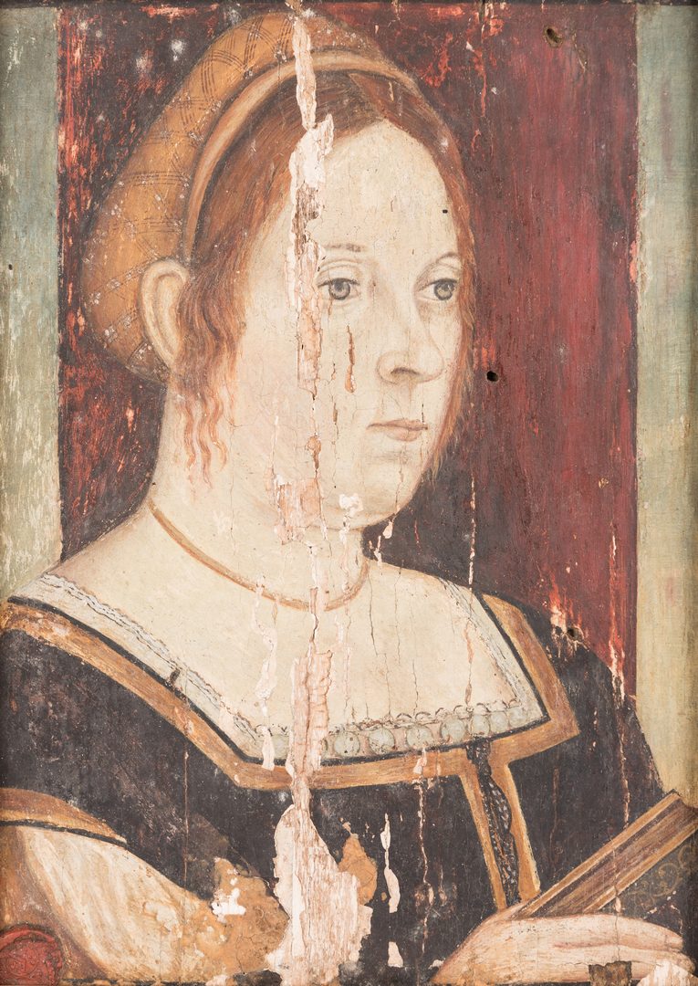 Lot 309: Tempera on Panel Portrait of a Woman