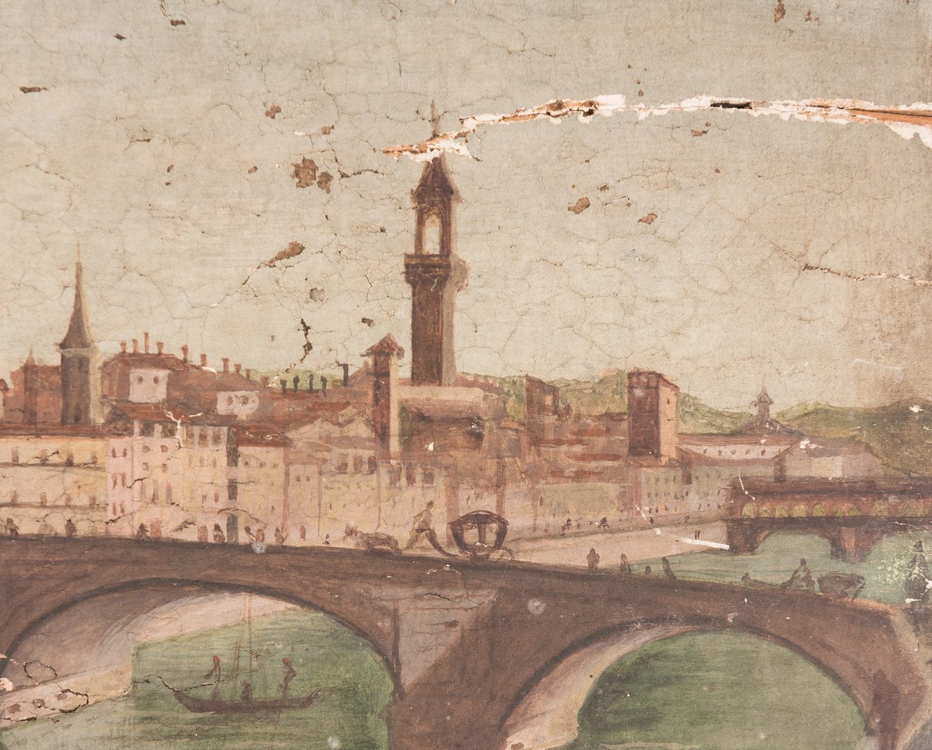 Lot 310: Oil on Panel view of Florence dated 1780