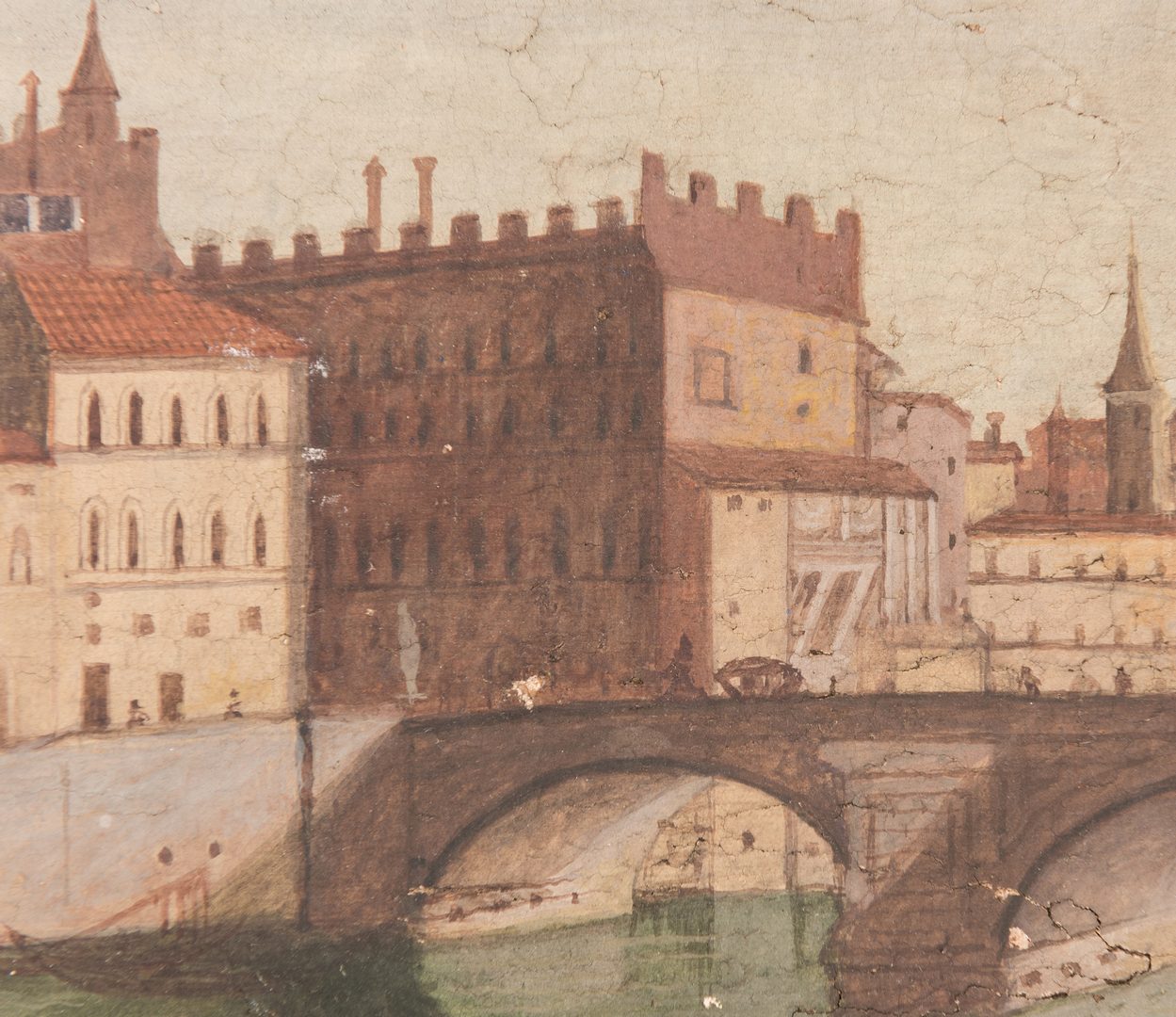 Lot 310: Oil on Panel view of Florence dated 1780