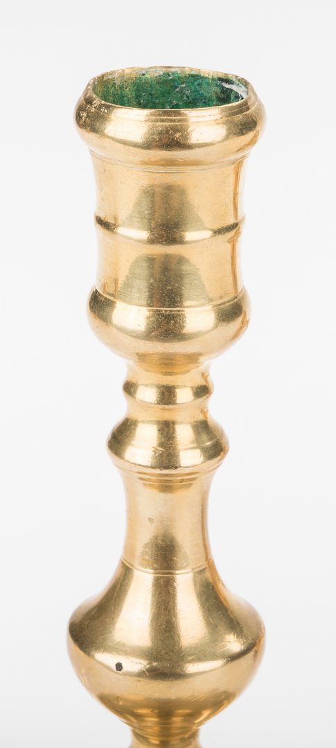 Lot 318: 5 Early Brass Candlesticks, inc. Capstan