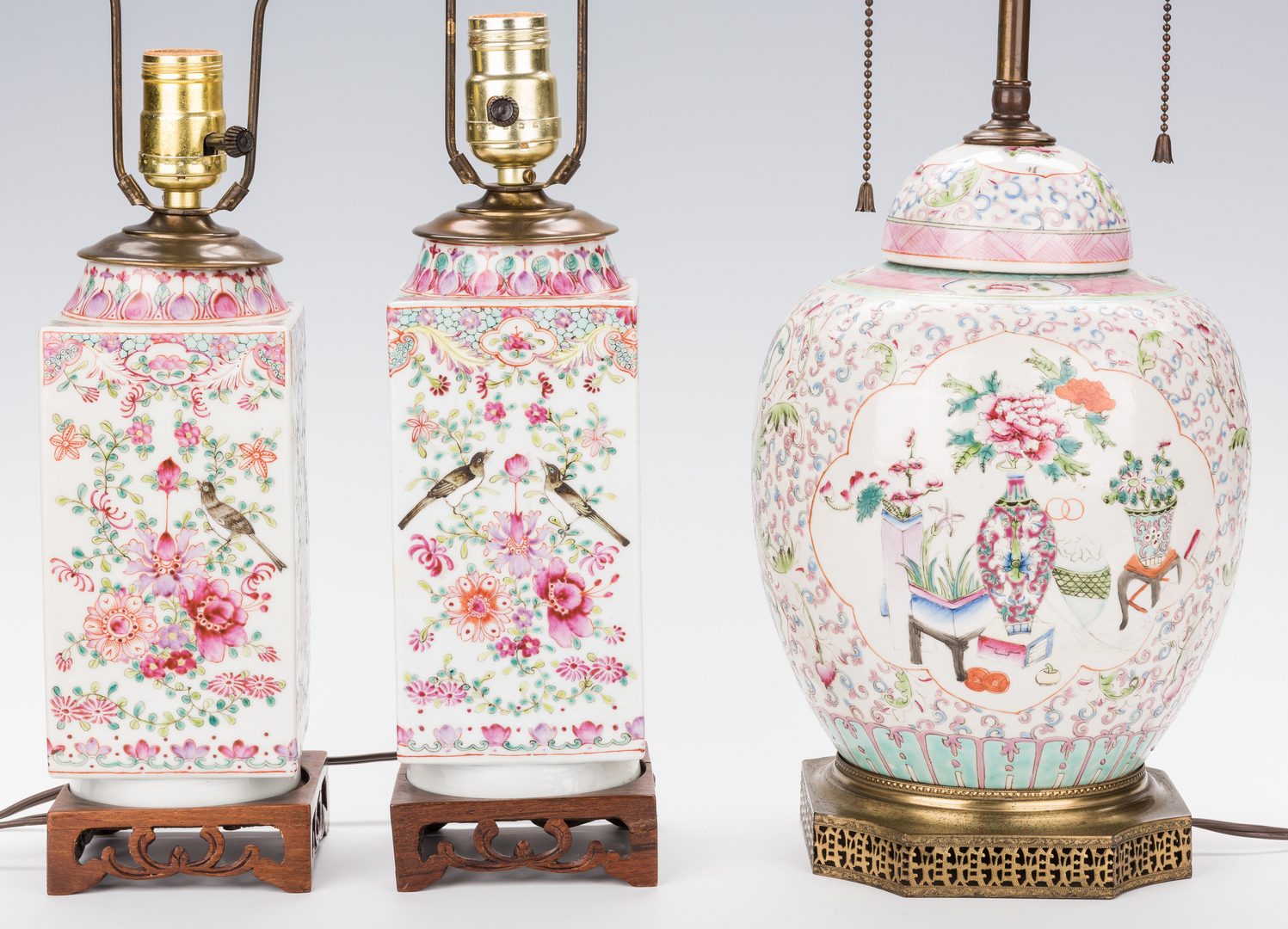Lot 31: 3 Chinese Export Porcelain Lamps