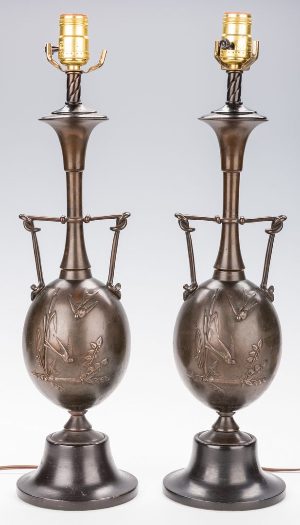 Lot 322: Cahieux, Barbedienne Bronze Lamps