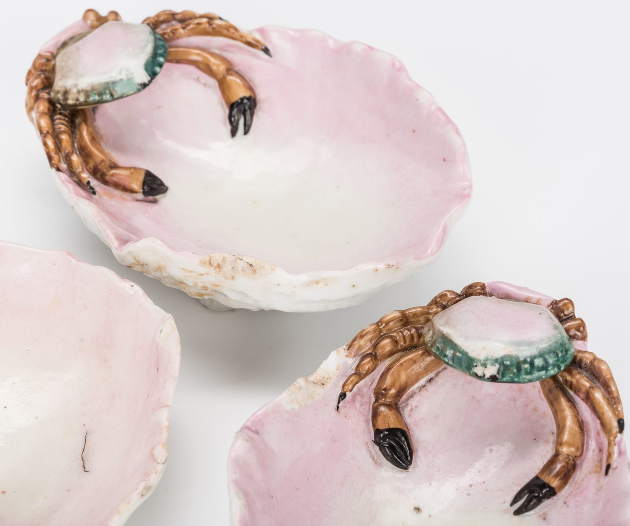 Lot 333: 7 Palissy Ware Crab Dishes