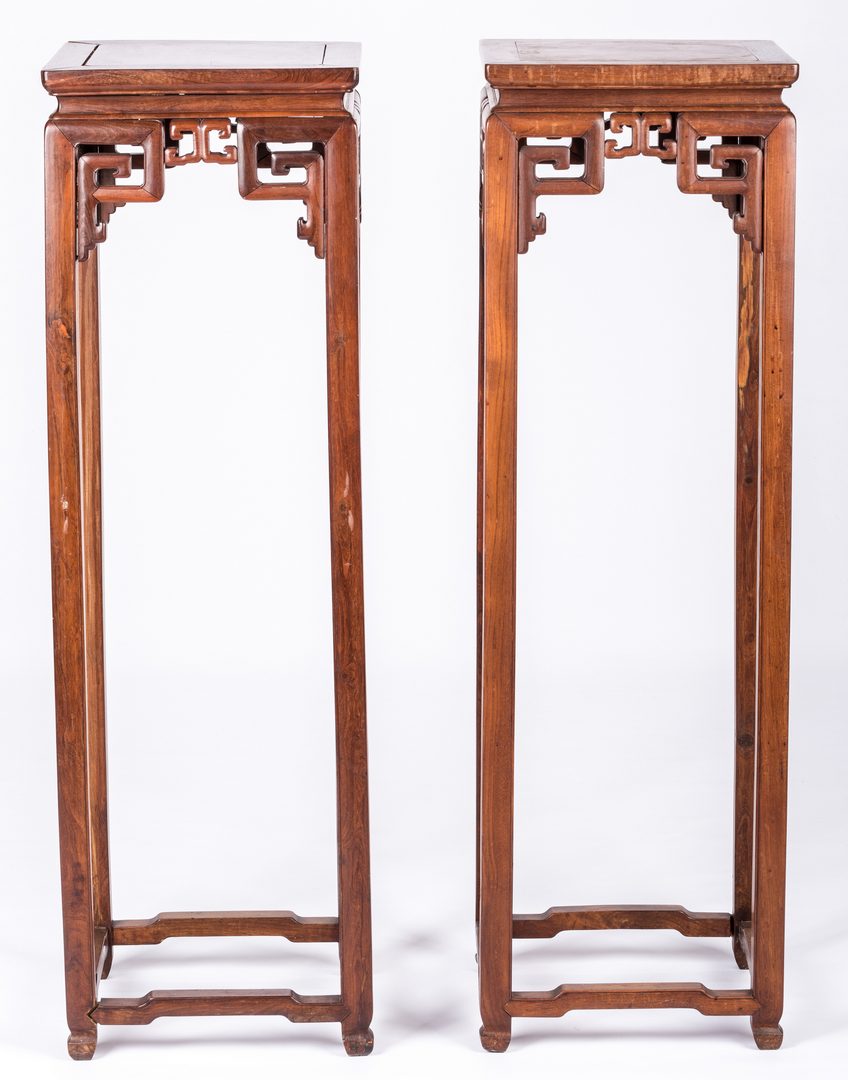 Lot 345: 3 Chinese Pedestal Stands and 1 Low Table