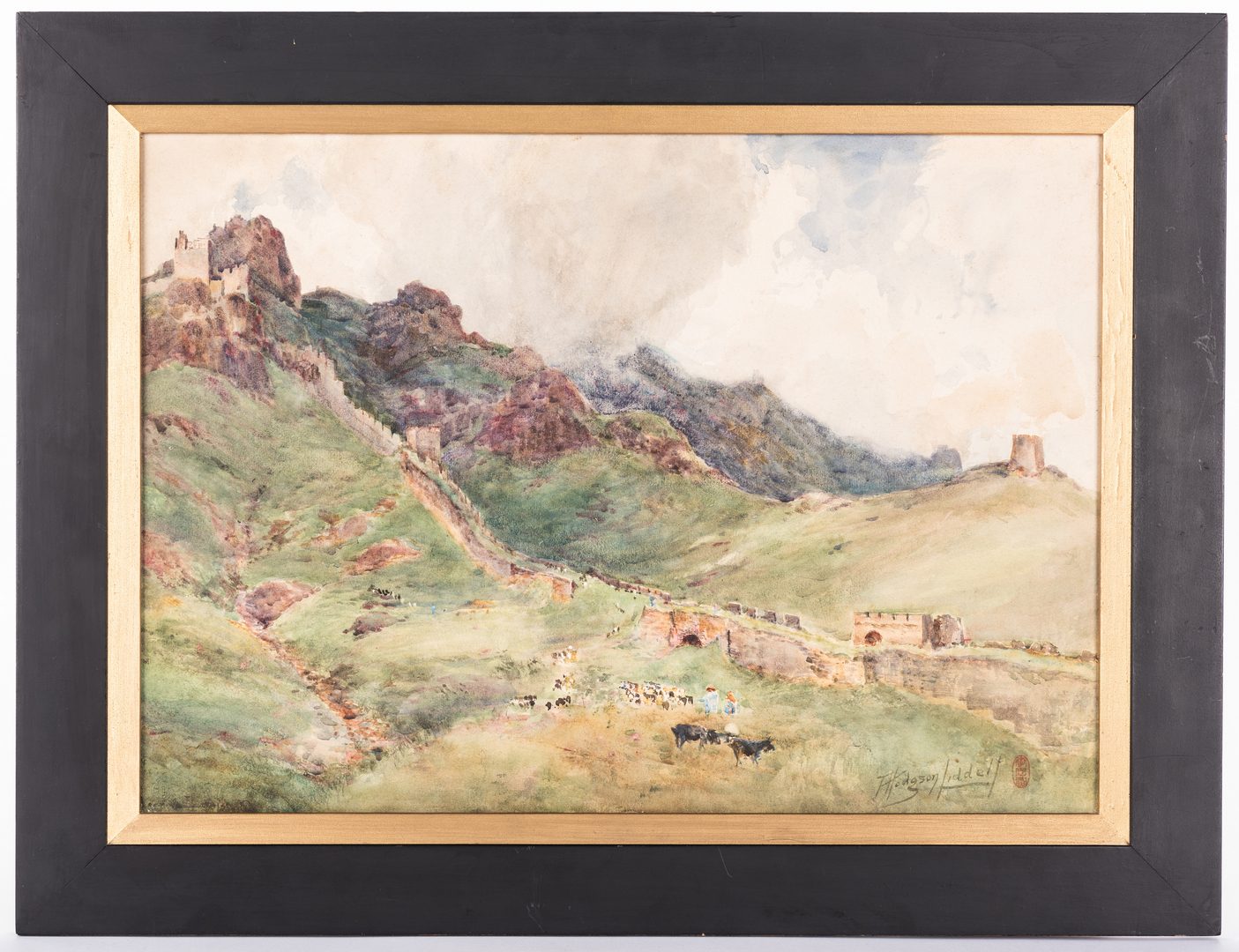 Lot 34: Thomas H. Liddell Asian Landscape Watercolor