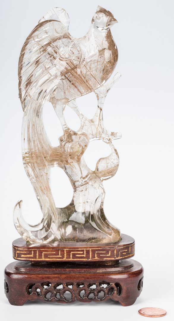 Lot 350: Quartz crystal bird of paradise figurine