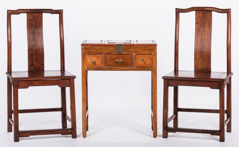 Lot 364: Chinese Dressing Table & 2 Chinese Side Chairs, 3 items