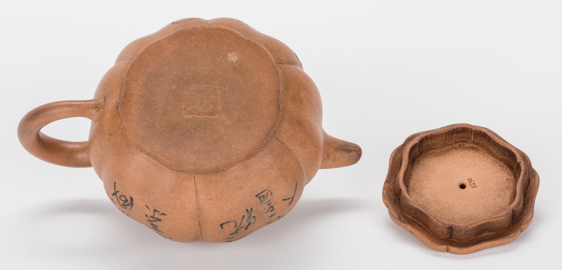 Lot 37: 3 Chinese Yixing Teapots, inc. 2 Double Forms