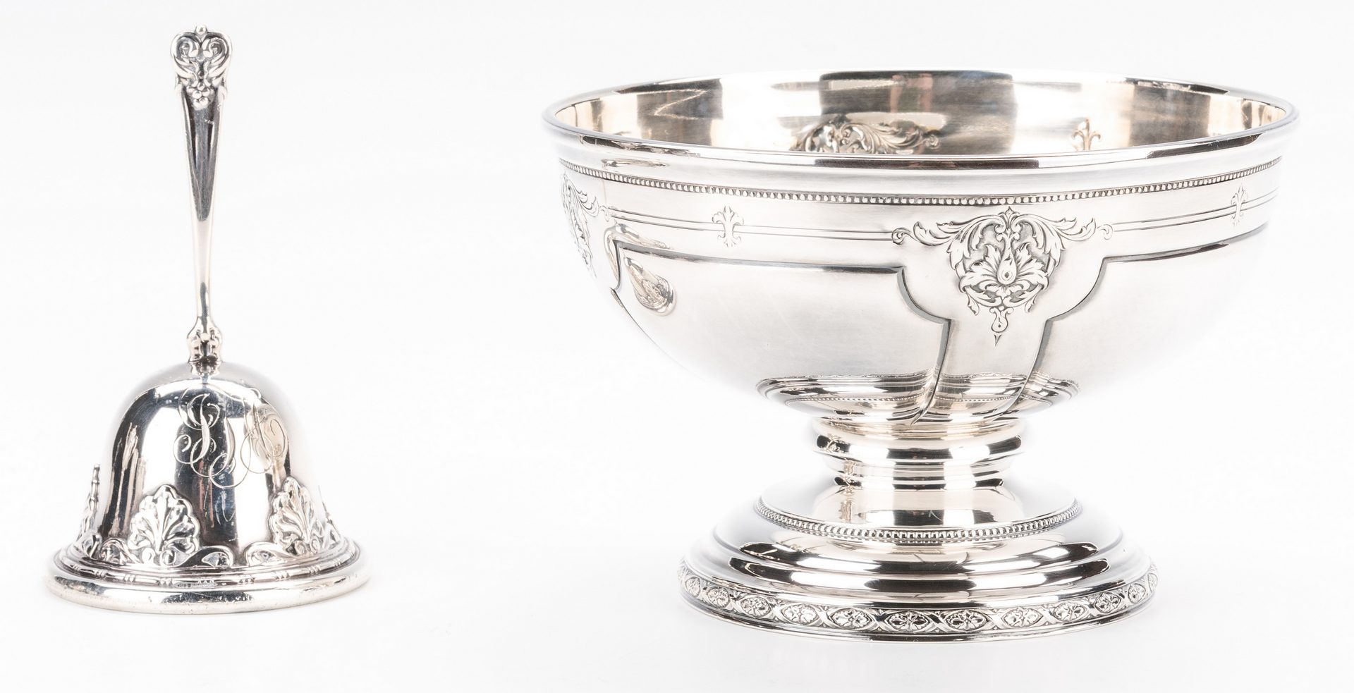 Lot 396: Towle sterling tea set, Royal Windsor, with bell and tray