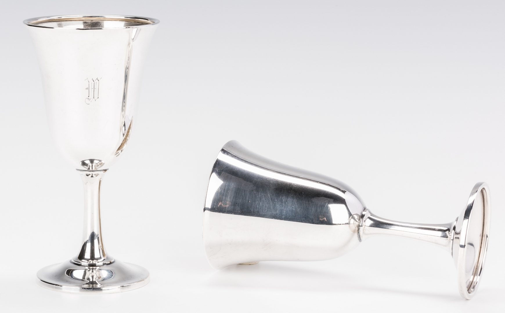 Lot 408: 8 Wallace Sterling Silver Goblets