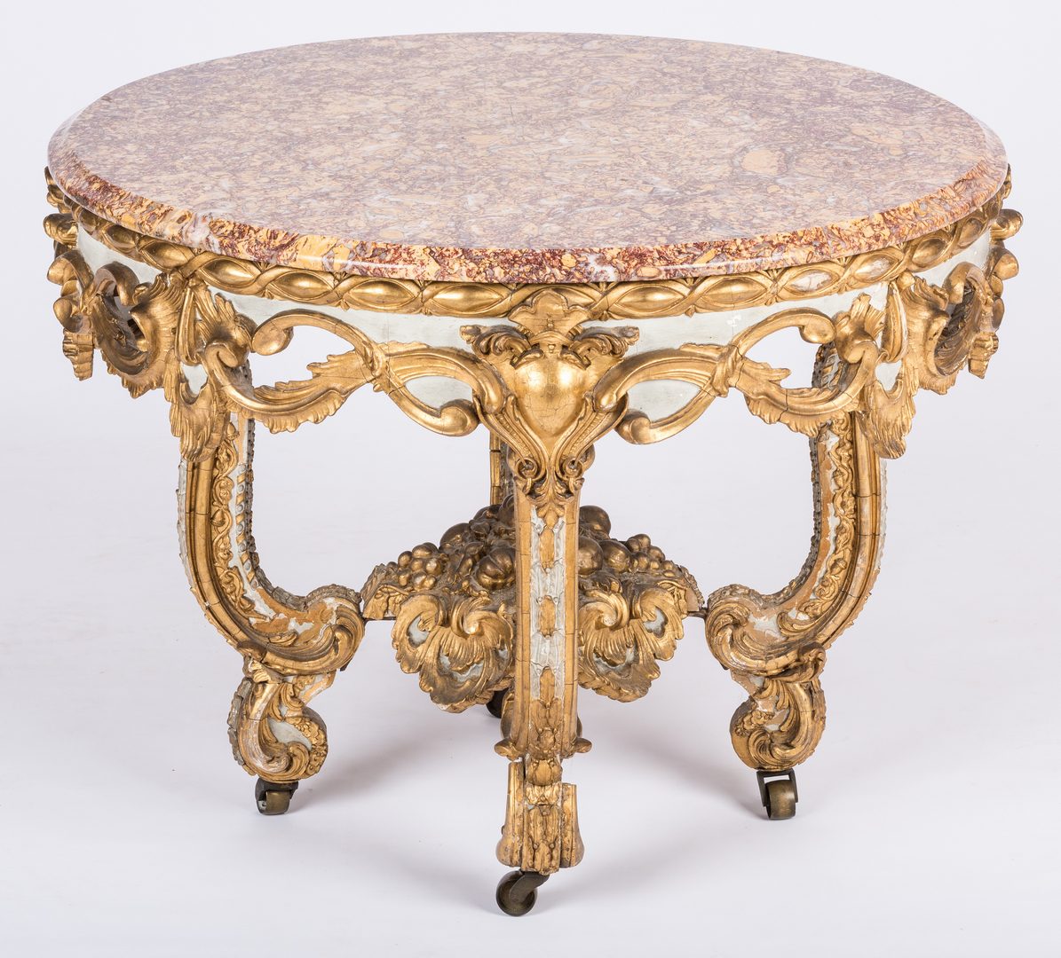 Lot 413: Louis XIV Giltwood Table with Marble top