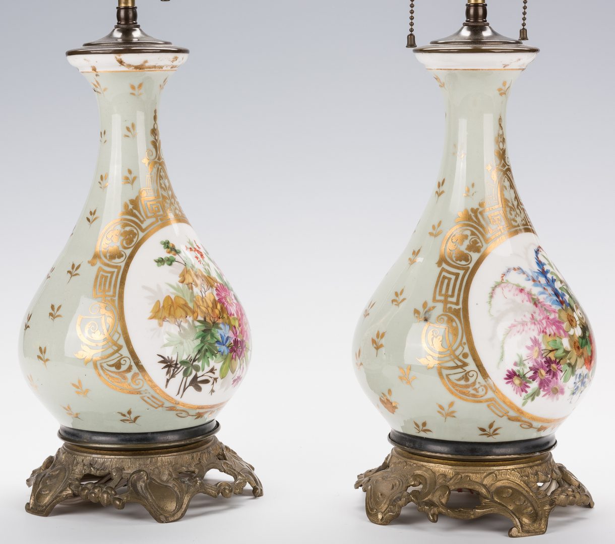 Lot 417: Pair Gilt Bronze Mounted Continental Porcelain Lamps