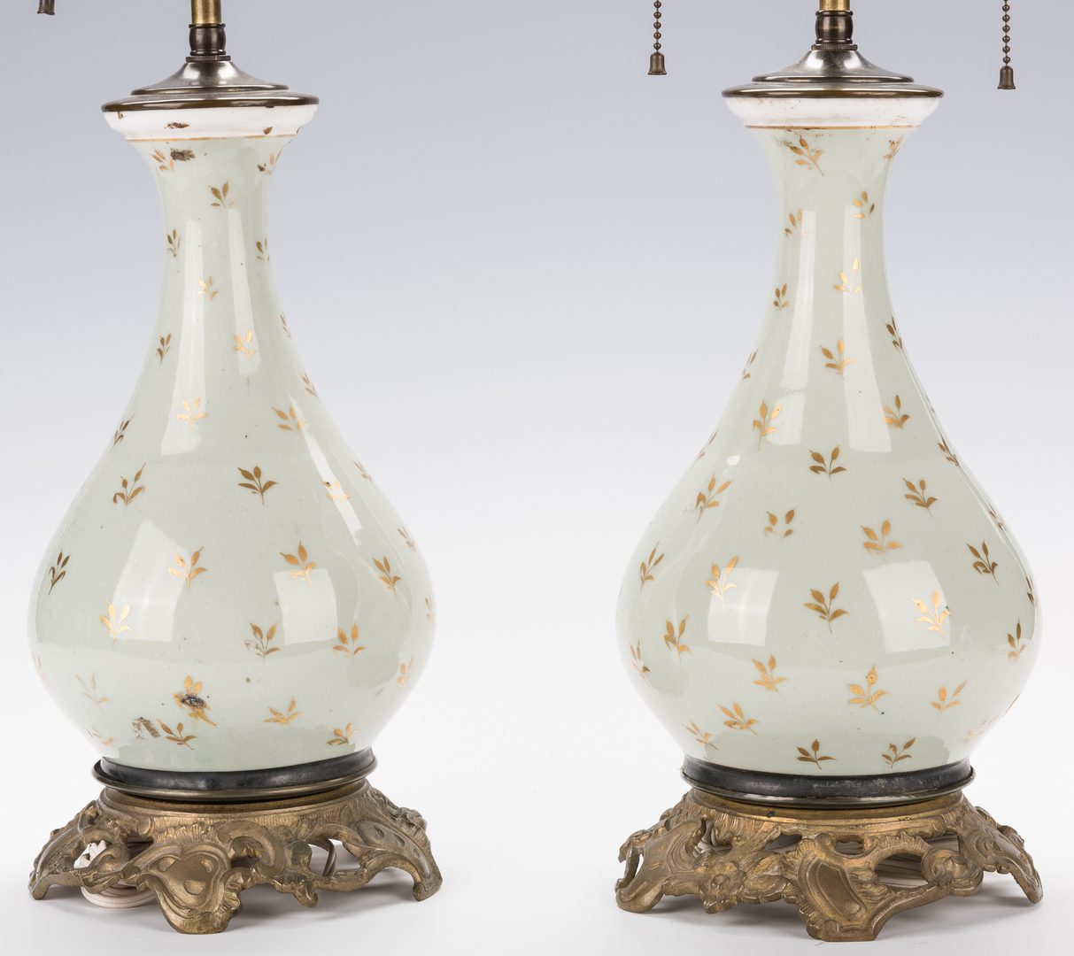 Lot 417: Pair Gilt Bronze Mounted Continental Porcelain Lamps