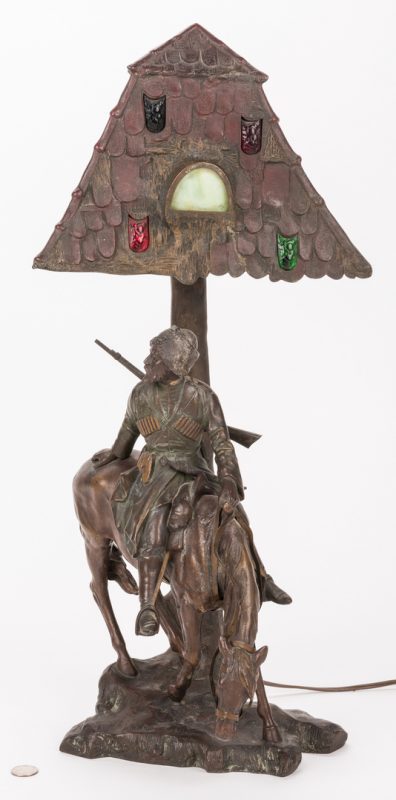 Lot 419: Orientalist Figural Bronze Lamp