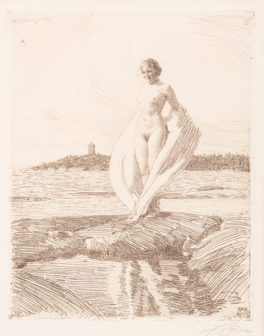 Lot 422: Anders Zorn Etching, "The Swan"