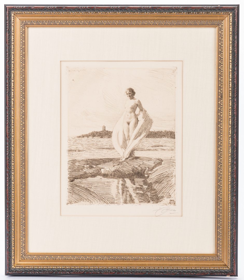 Lot 422: Anders Zorn Etching, "The Swan"