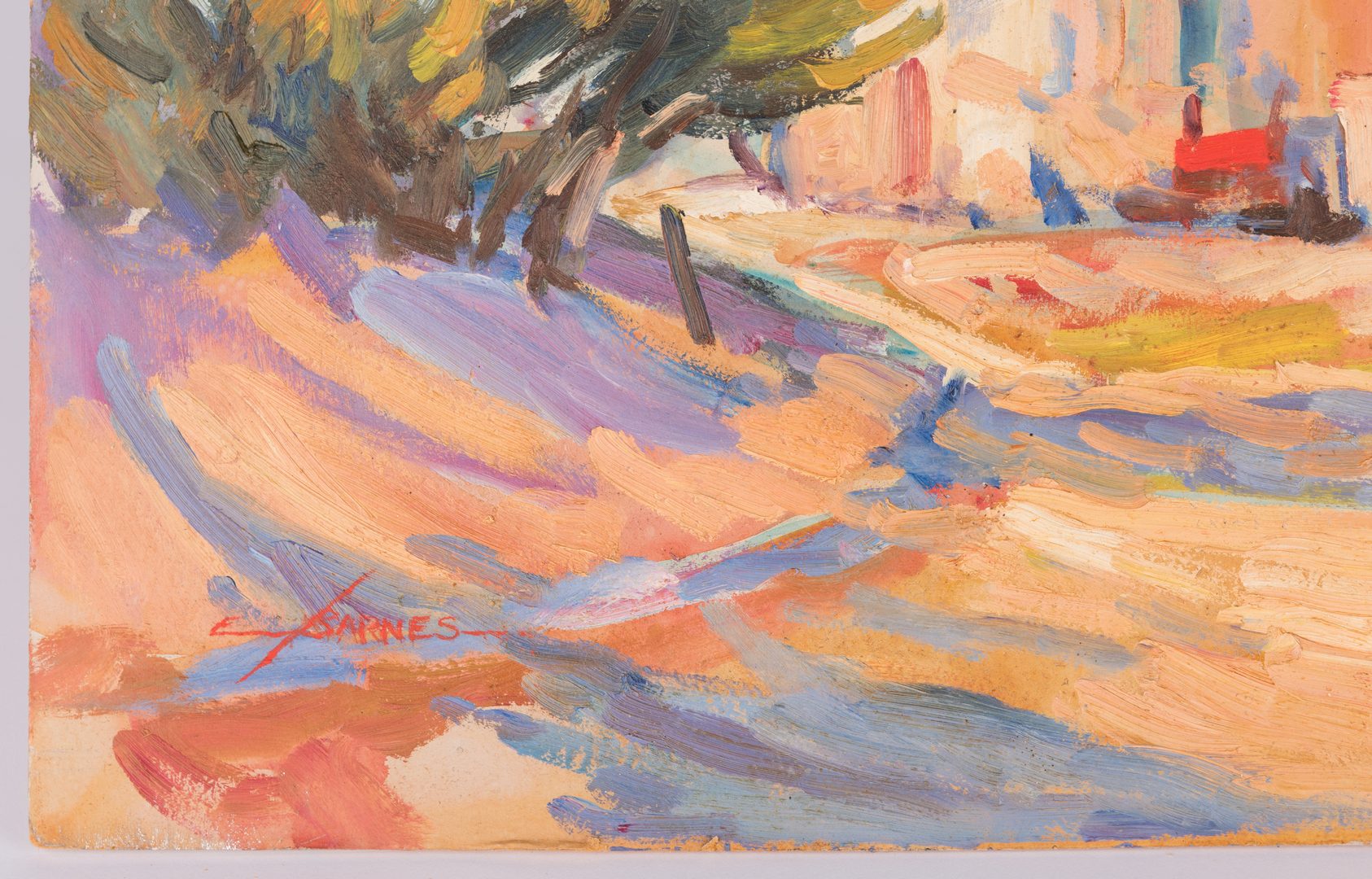 Lot 431: Earline Barnes Impressionist Oil on Board