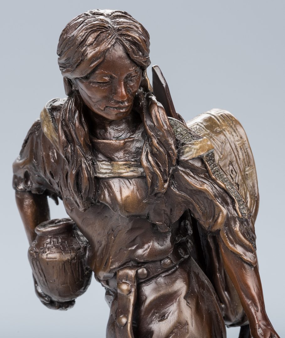 Lot 438: 2 Mari Bolen Bronze Native American Sculptures