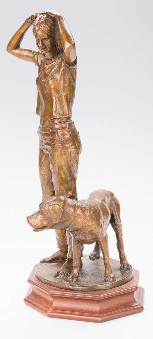 Lot 442: Charles Parks Bronze of Girl & Dog