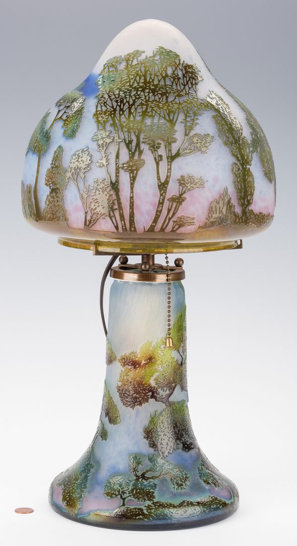 Lot 447: Lorrain Art Glass Lamp