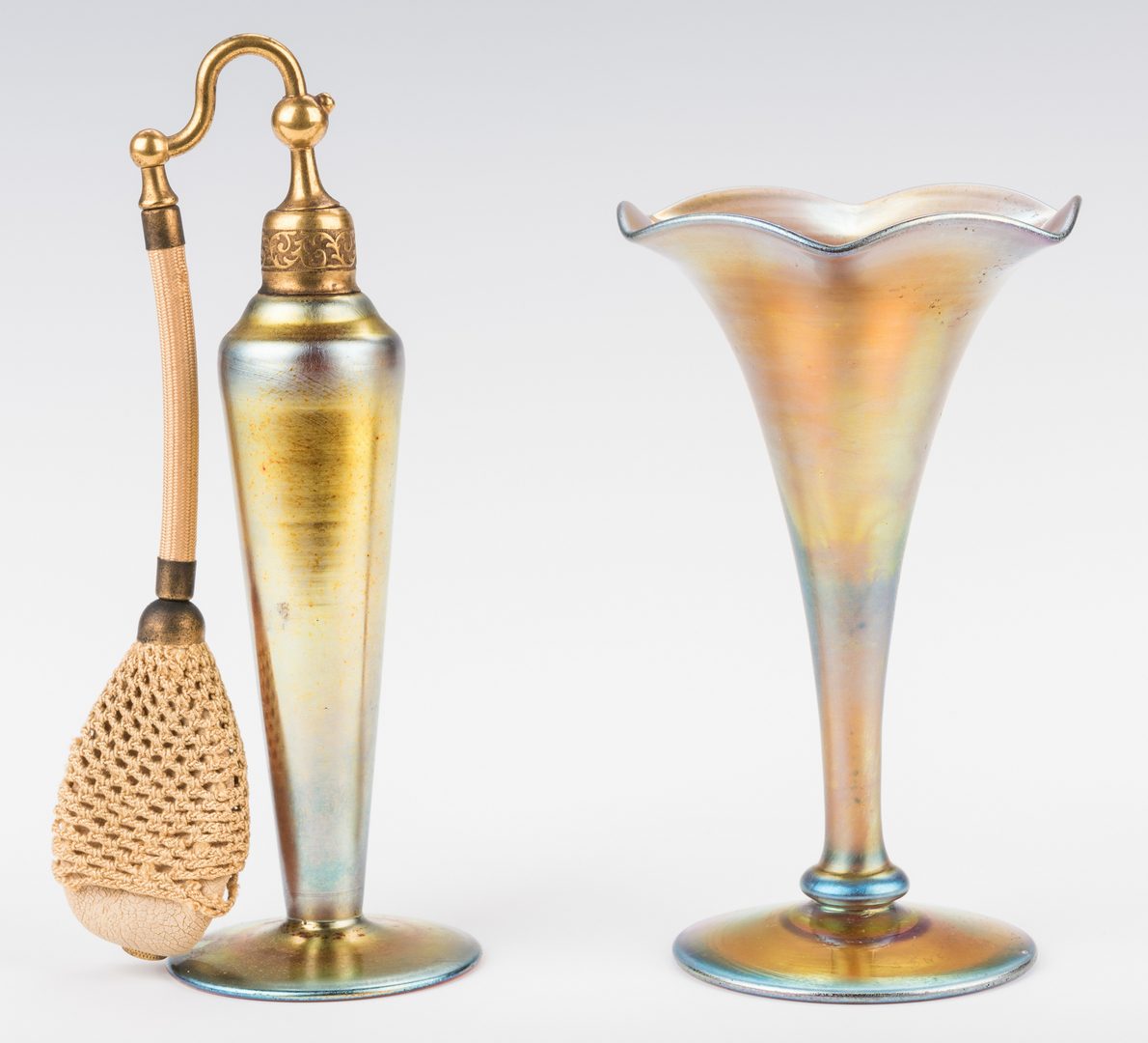 Lot 449: Steuben Art Glass Atomizer + Vase, 2 items