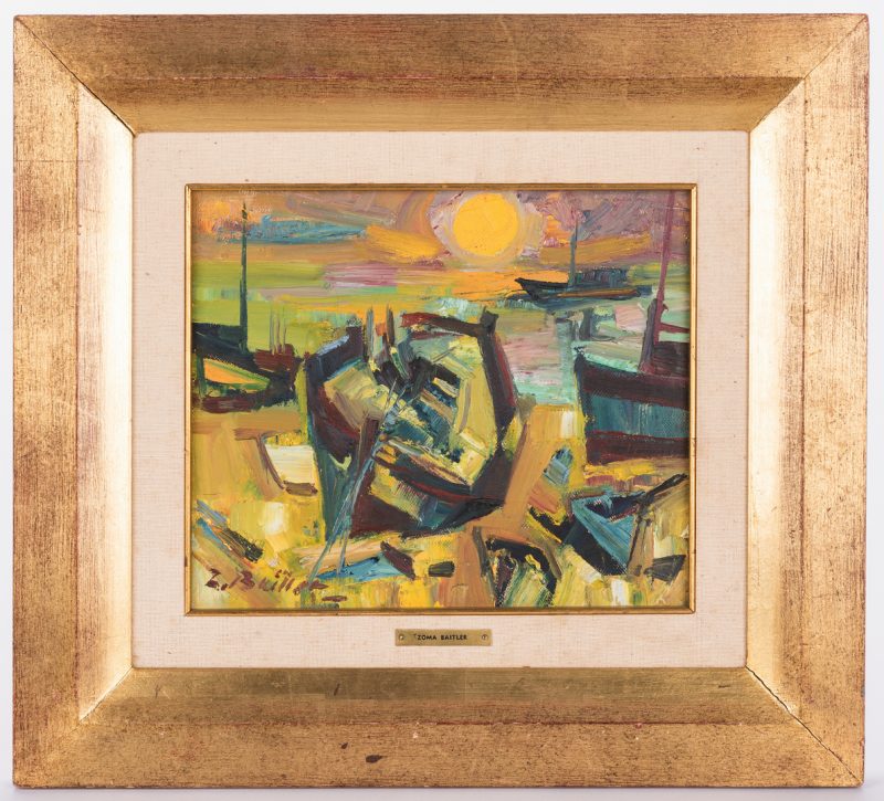 Lot 470: Zoma Baitler Cubist Oil on Canvas