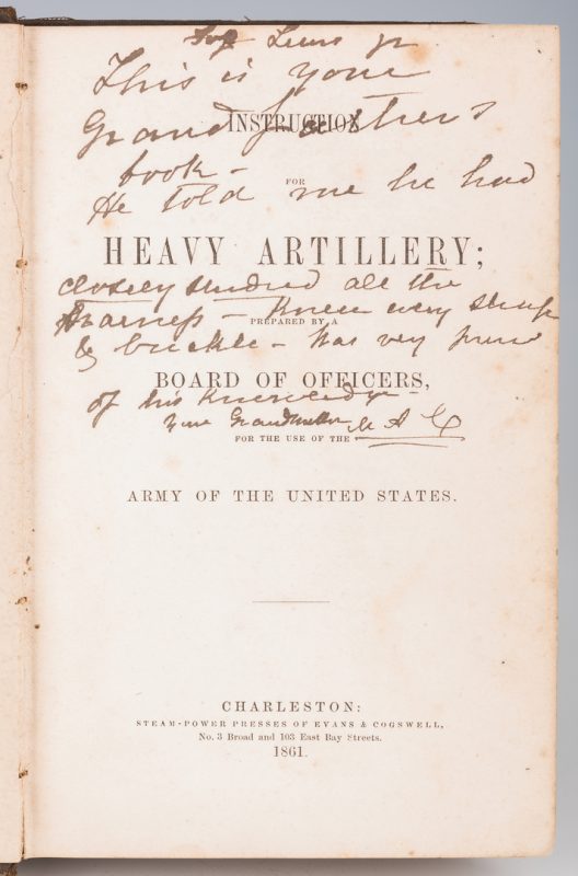 Lot 507: Military Book Belonging to Lewis Minor Coleman, Maj. Wm. Allen Signed