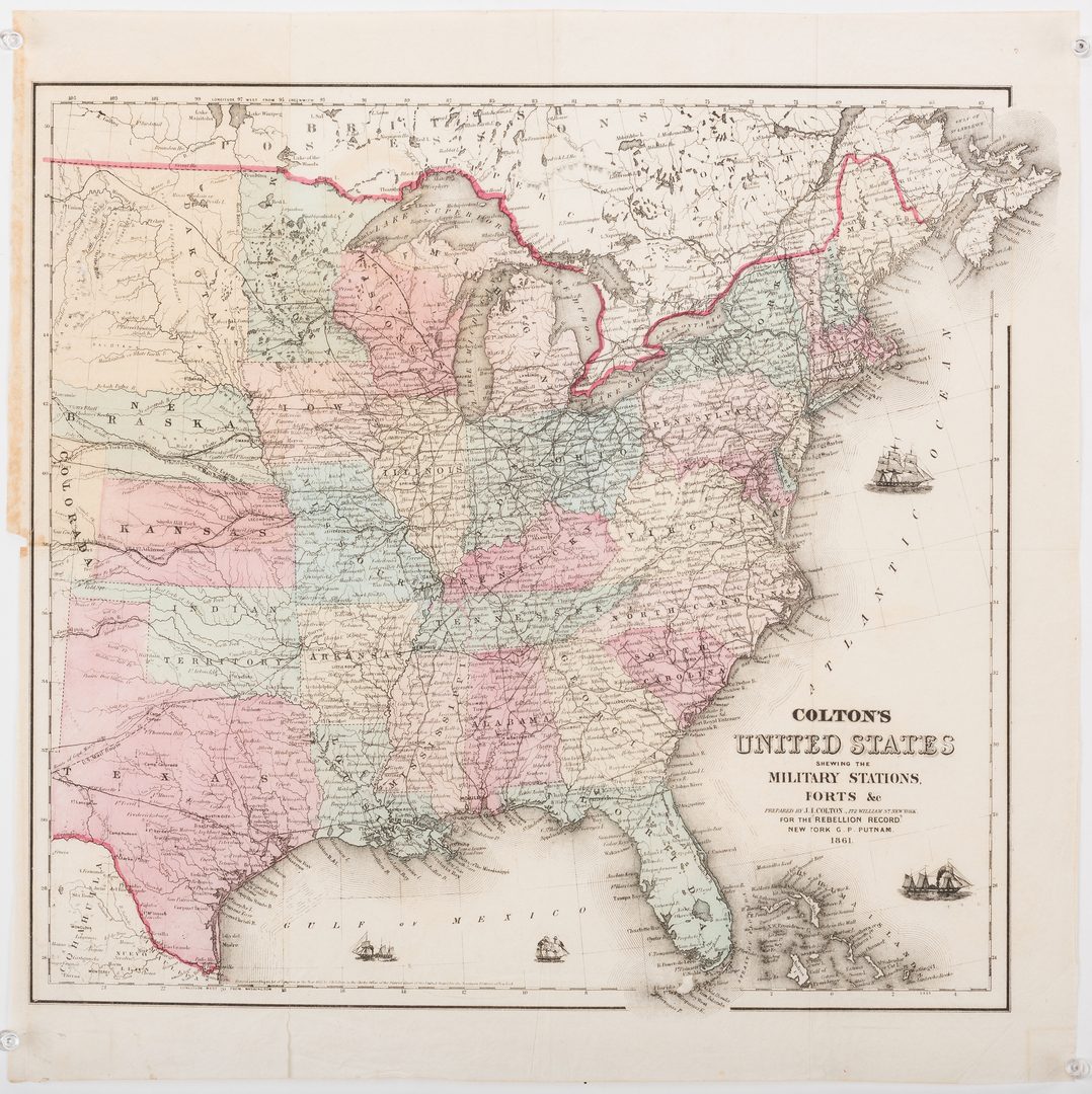Lot 512: 2 Colton Civil War Maps, Military Stations & Forts, 3 items