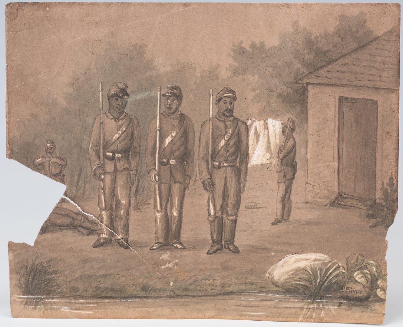 Lot 520: Civil War Drawing & Photograph, 2 items