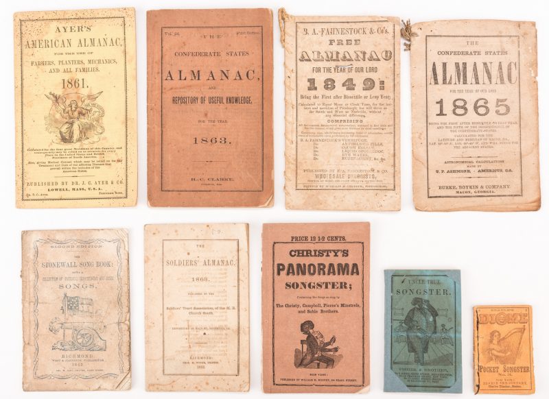 Lot 526: 9 Almanacs & Songsters, inc. Confederate Imprints