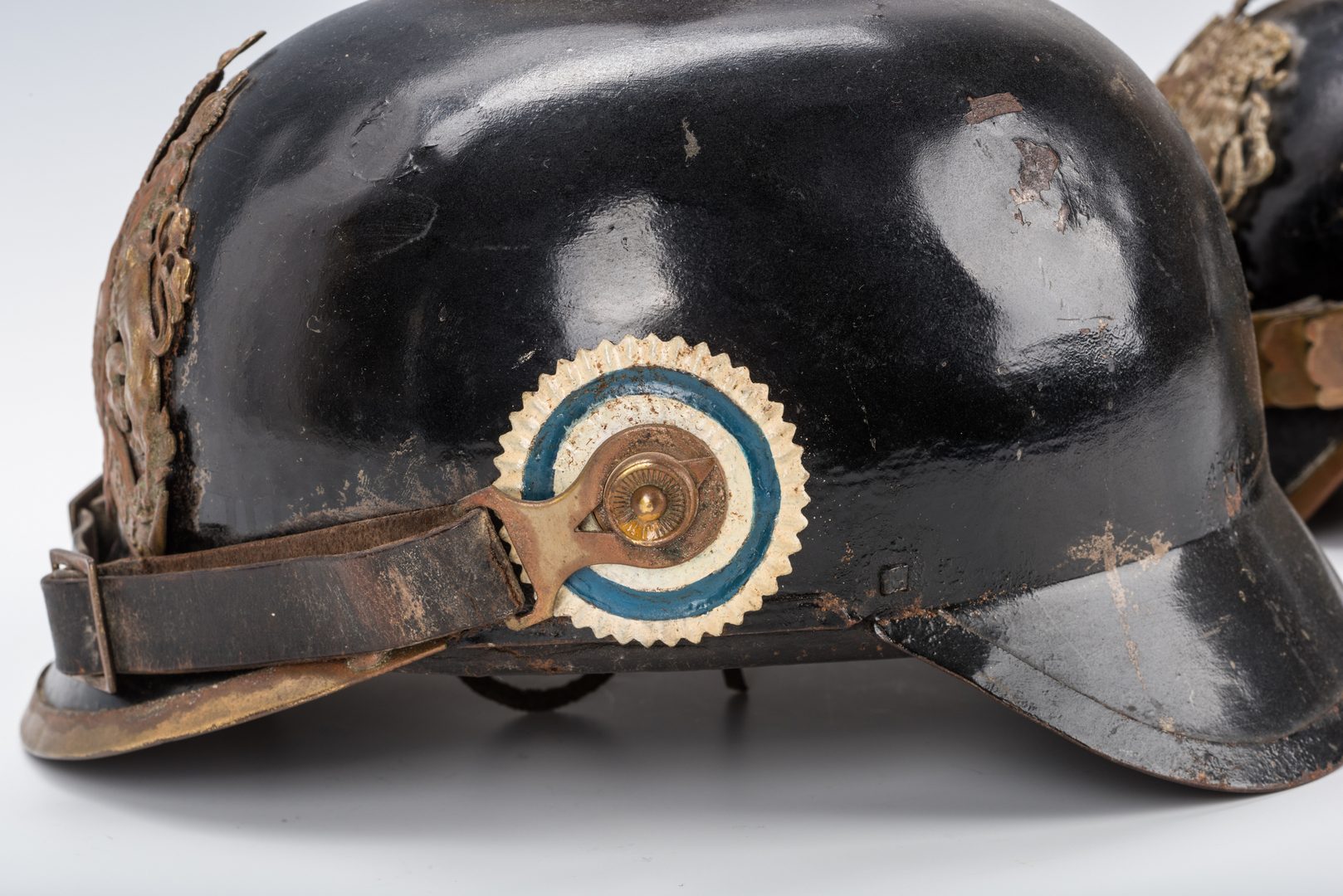 Lot 530: Pair WWI German Pickelhaube Helmets