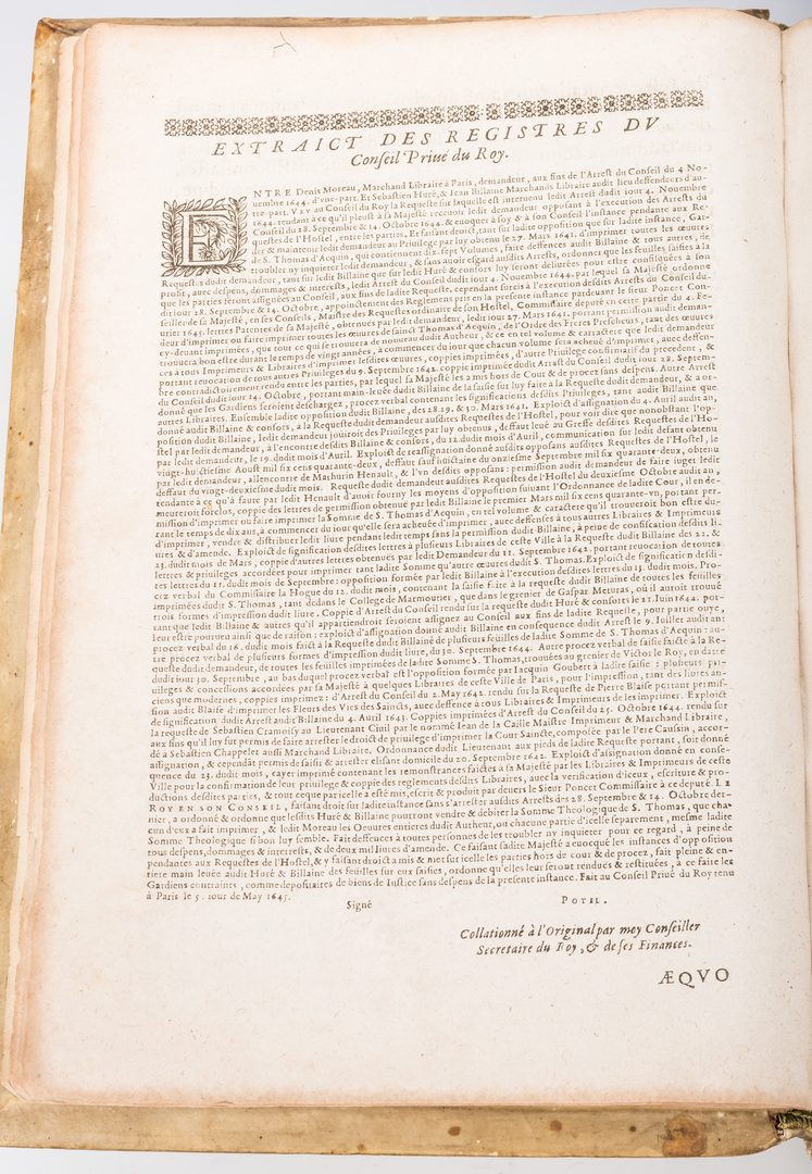Lot 541: Thomas Aquinas 1645 Vellum Bound book