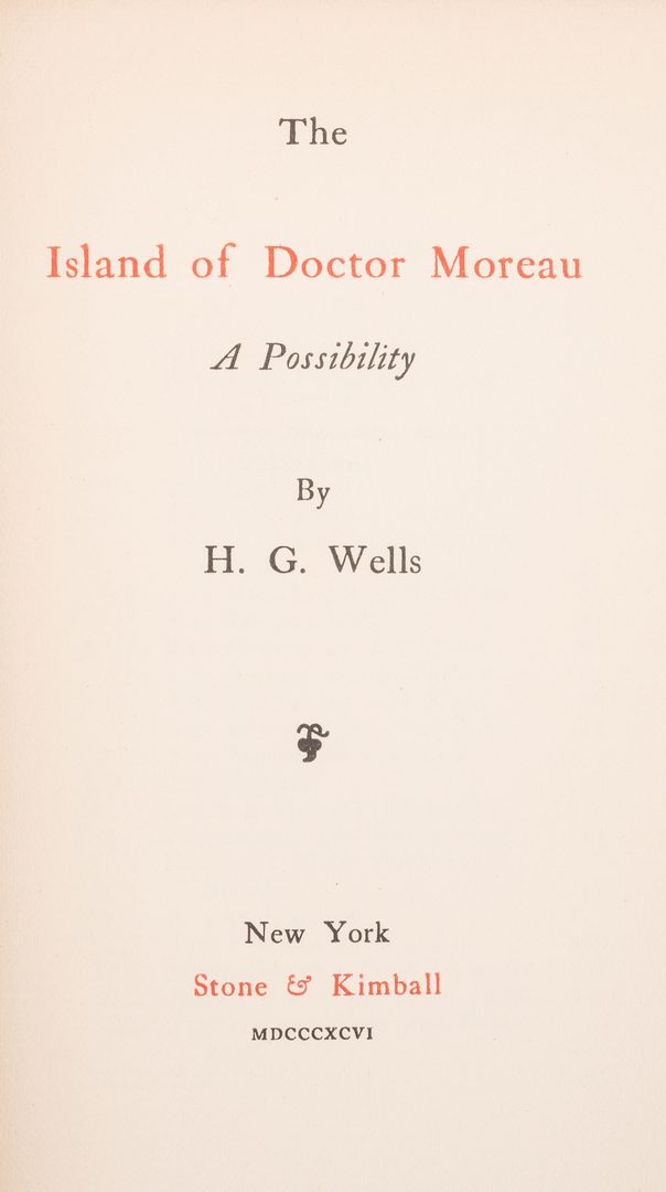 Lot 550: H. G. Wells: Island of Dr. Moreau, 1st Ed.