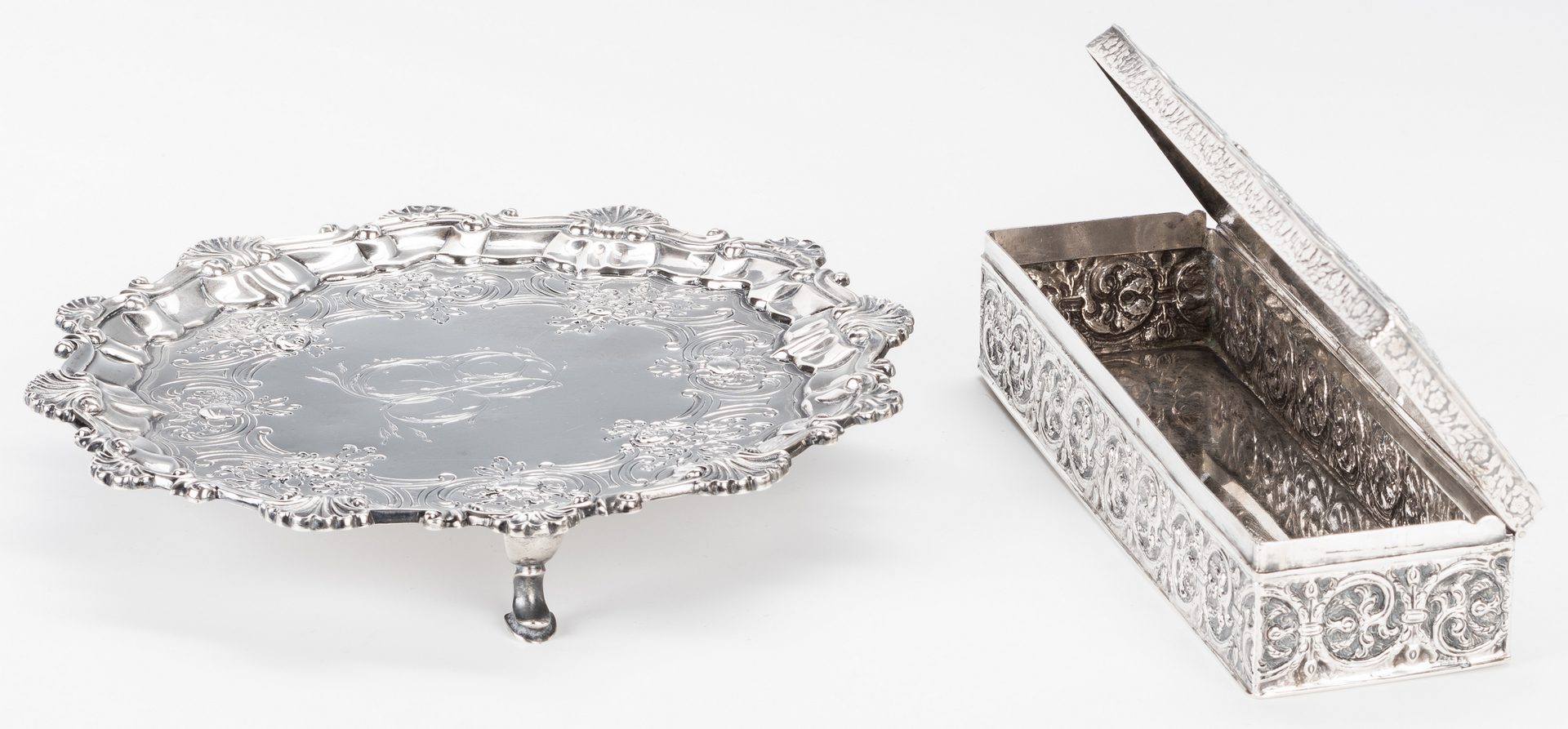 Lot 562: English Sterling Salver; German Coin Box