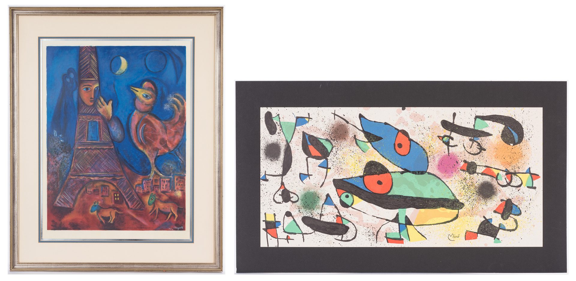 Lot 595: 2 Prints after Chagall and Miro