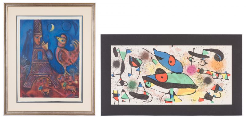 Lot 595: 2 Prints after Chagall and Miro
