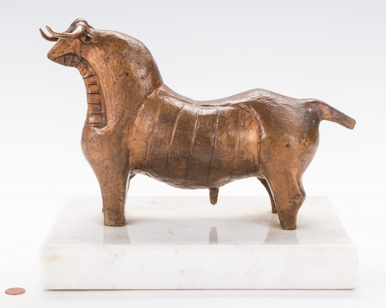Lot 596: Juarez Cubist Bronze Sculpture of a Bull