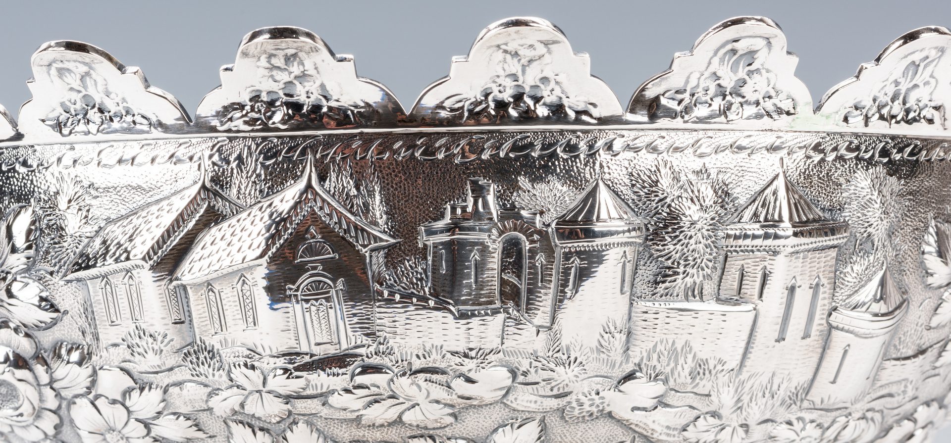 Lot 59: Baltimore Coin Silver Repousse Monteith Bowl