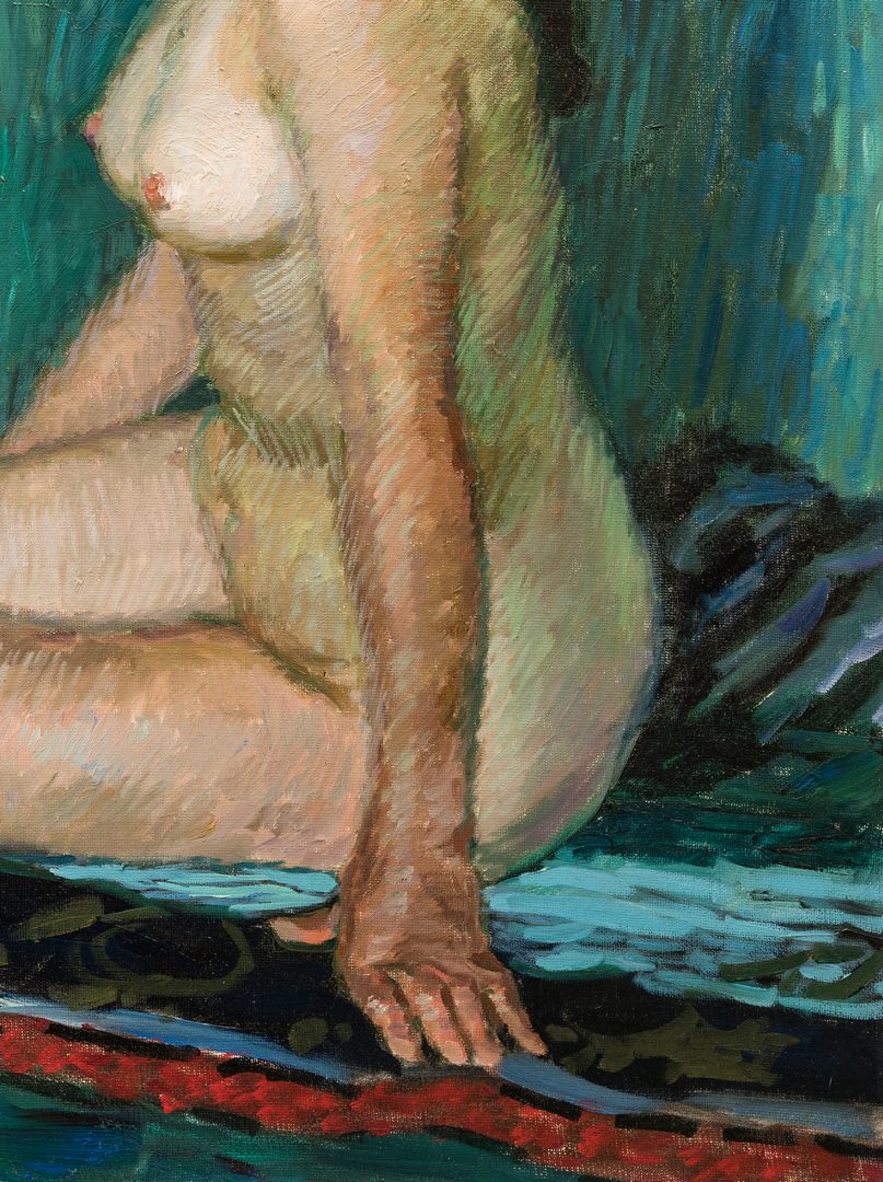 Lot 601: Signed Japanese O/C Impressionist Female Nude