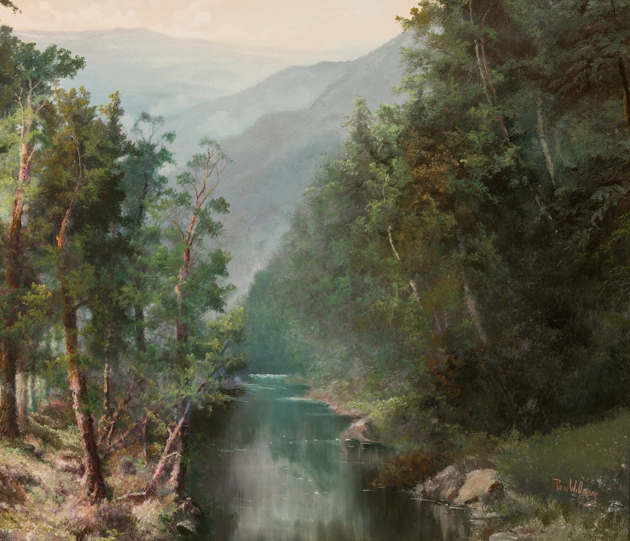 Lot 611: Ron Williams O/C Landscape Mountain View in Spring