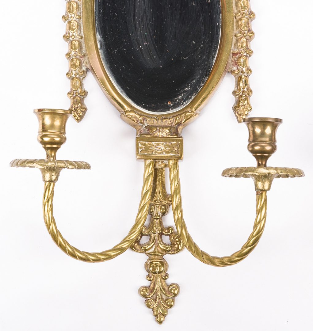 Lot 621: Chippendale Mirror & Pr. Gilt Bronze Mirrored Sconces