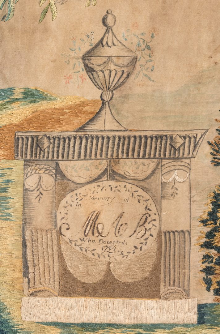 Lot 637: Silk embroidered memorial, Southern