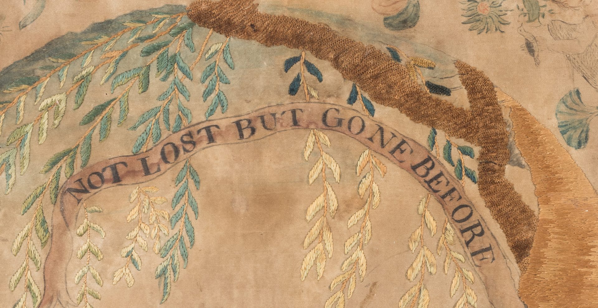 Lot 637: Silk embroidered memorial, Southern