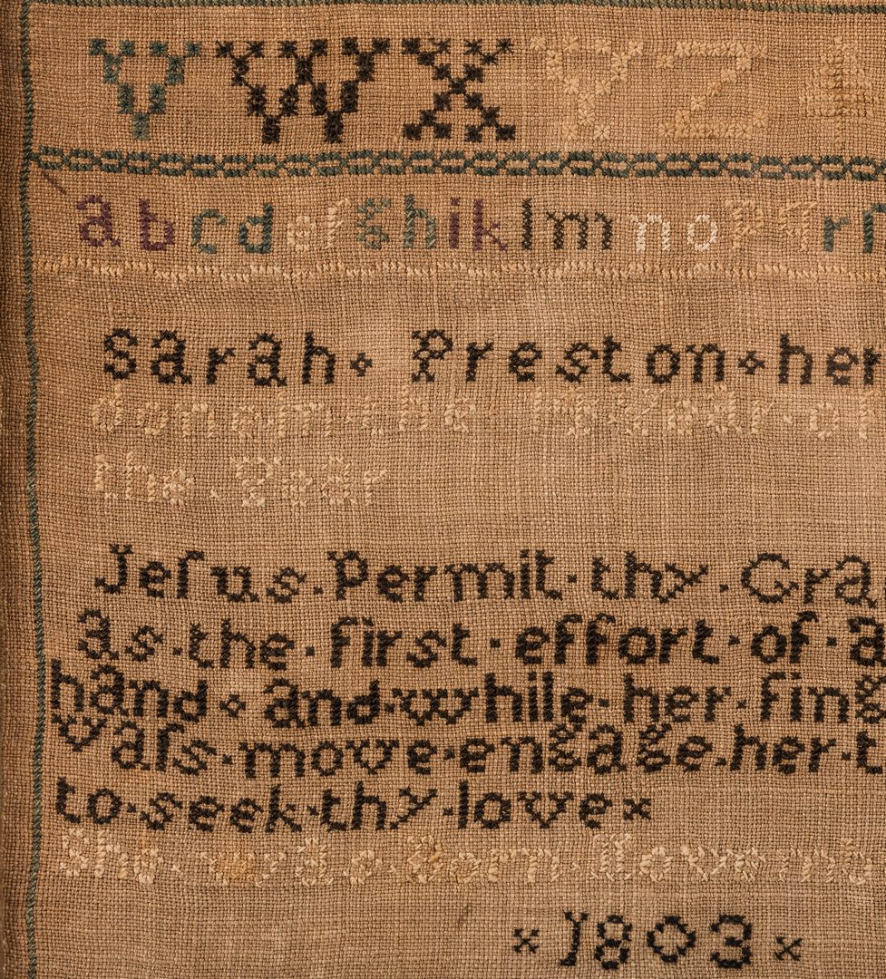 Lot 641: 1817 Sampler, possibly NJ, Sarah Preston